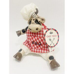 BBQ Chef Moo Cow Sitter Figure Steer Bull Beef Grill Kathleen Kelly Critter